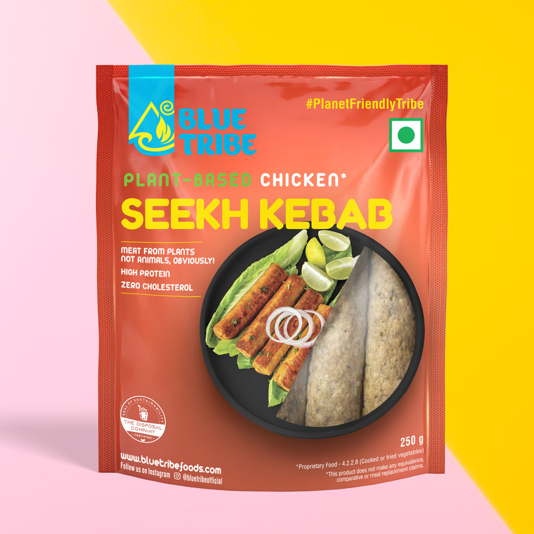 Plant Based Chicken Seekh Kebab Pack | 250 gm | Blue Tribe