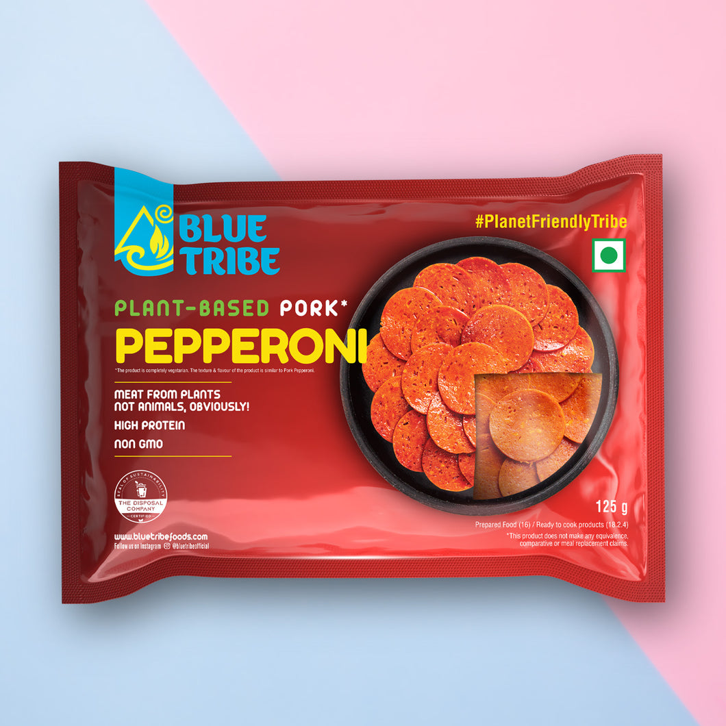 Plant Based Pork Pepperoni Pack | 125 gm | Blue Tribe