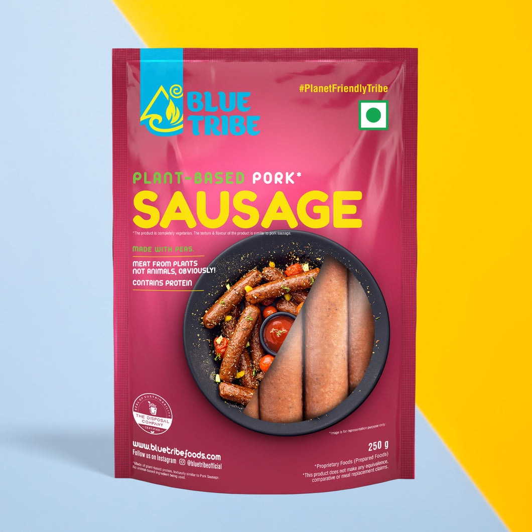 Plant Based Spicy Pork Sausage Pack | 250 gm | Blue Tribe